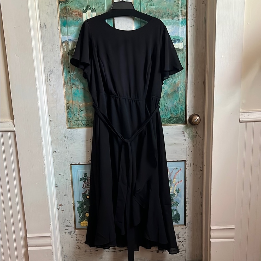 Lane Bryant Black Ruffled Tie Front Dress 22P